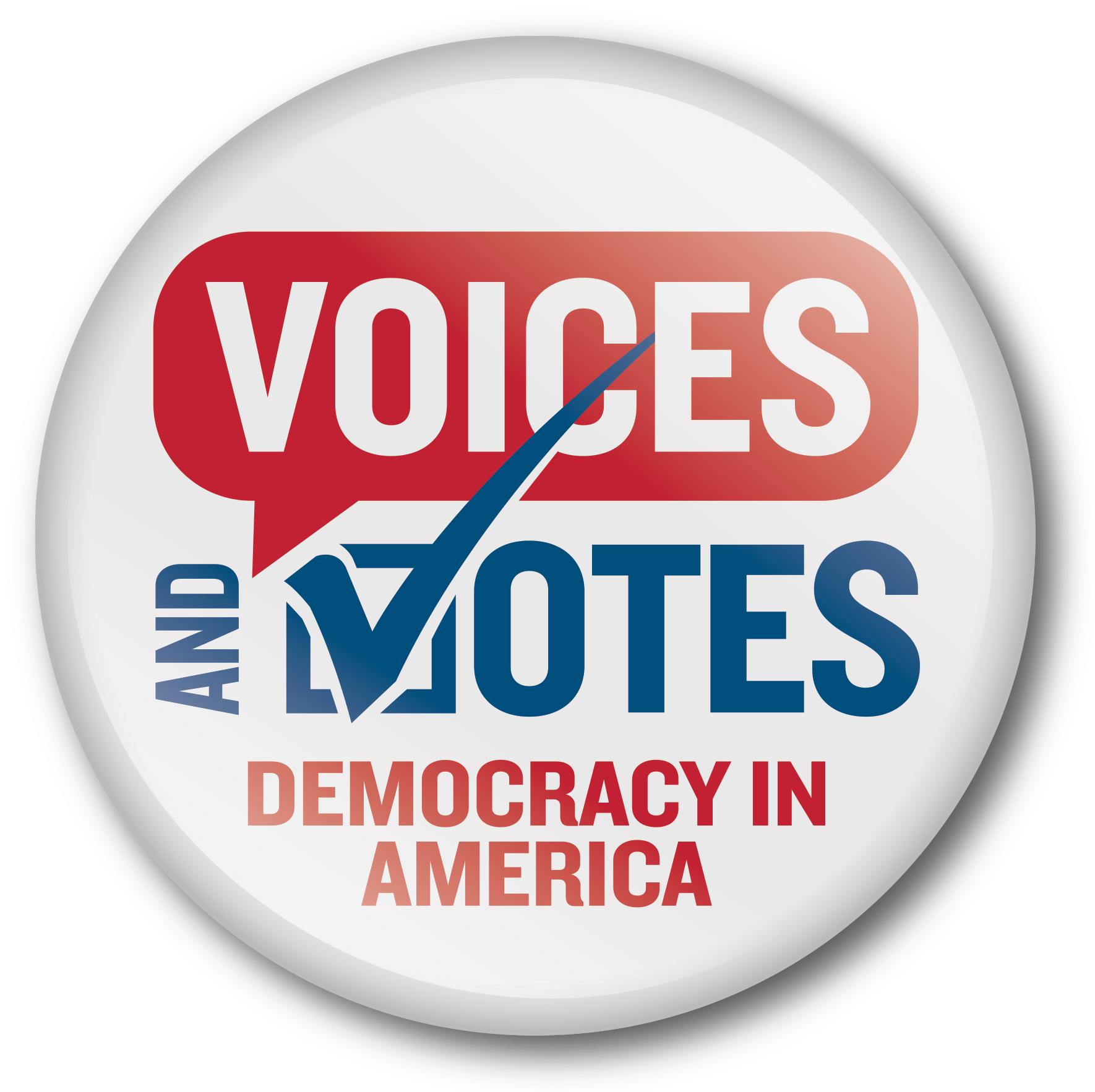 Voices and Votes - Democracy in America button logo.