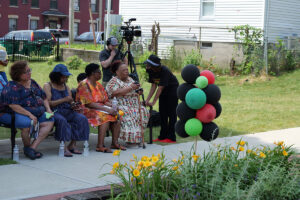 Photo of the audience at Fitchburg Abolitionist Park.