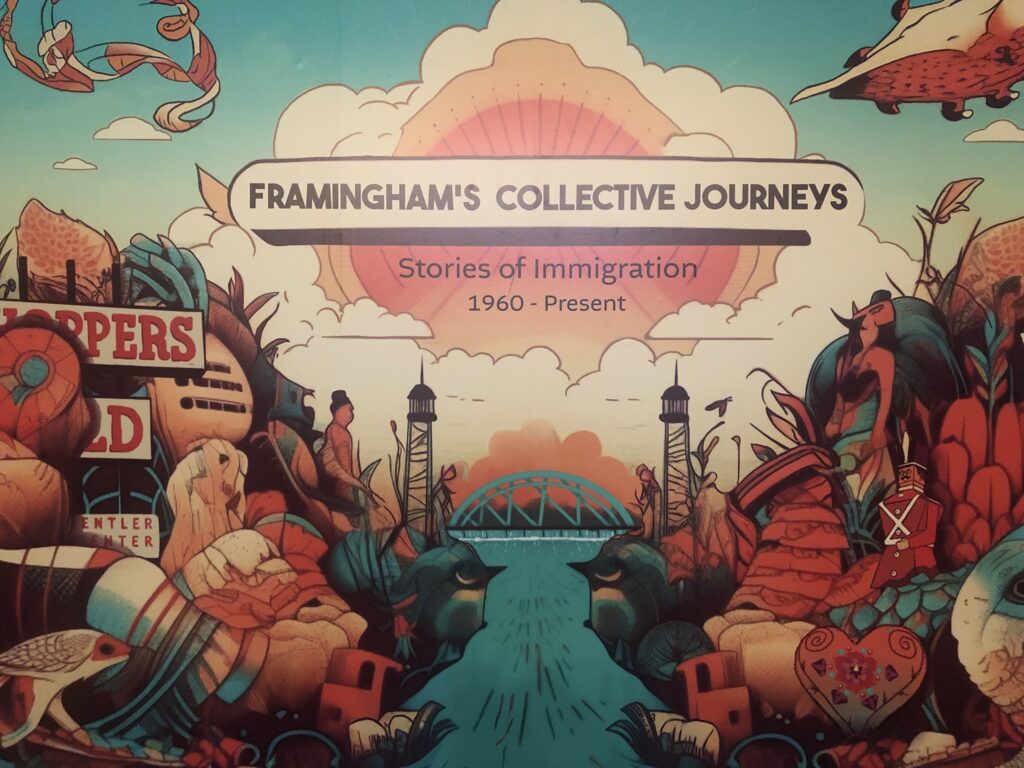 Poster of Framingham History Center's exhibit "Framingham's Collective Journeys"