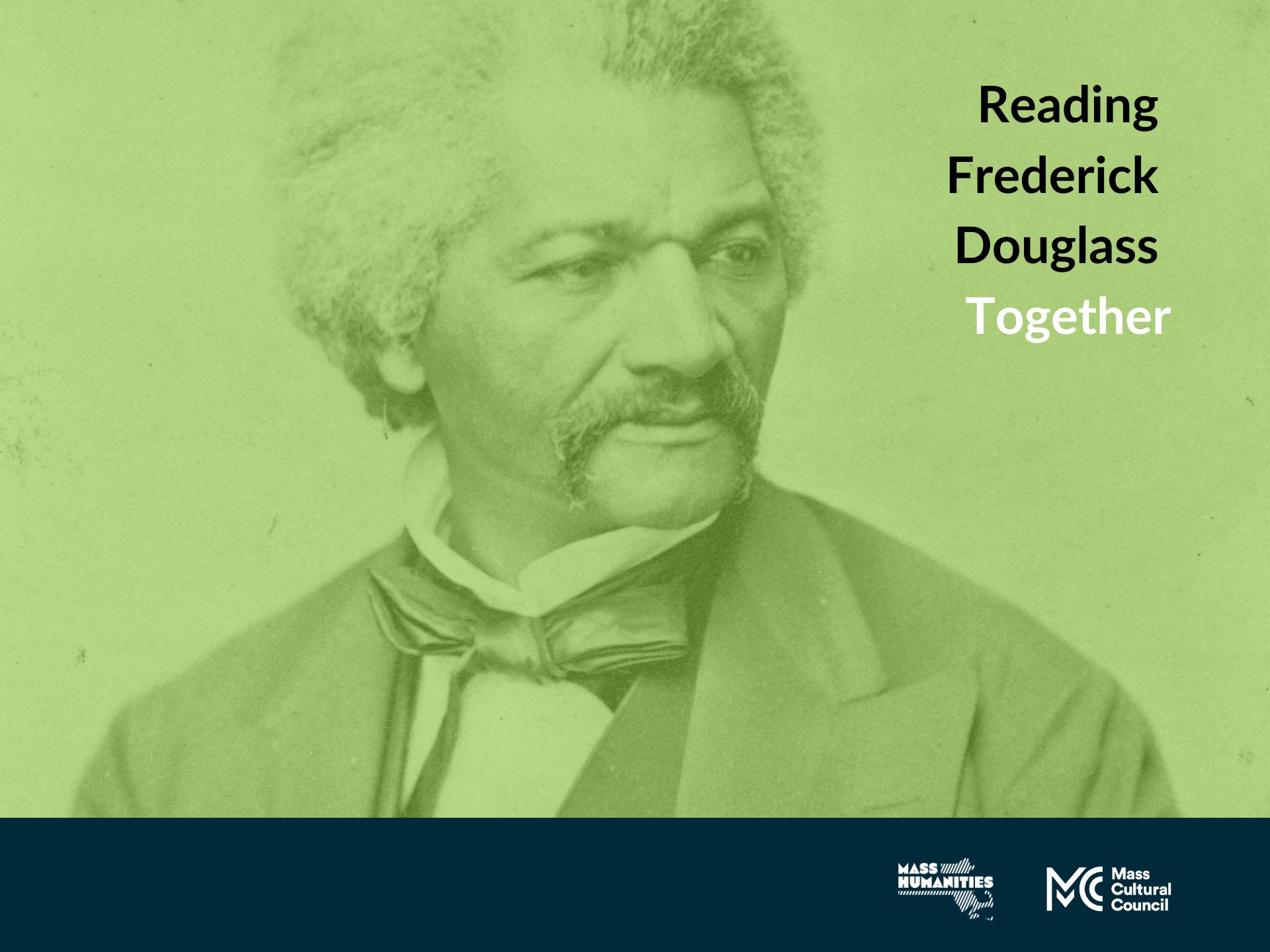 Event poster for Reading Frederick Douglass Together events in 2025.